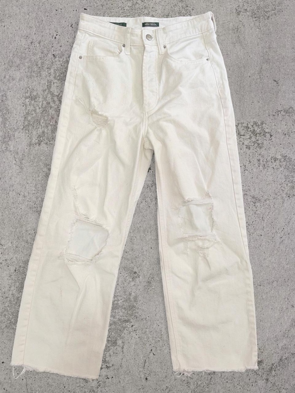 wild fable White High-Rise Distressed Straight Jeans